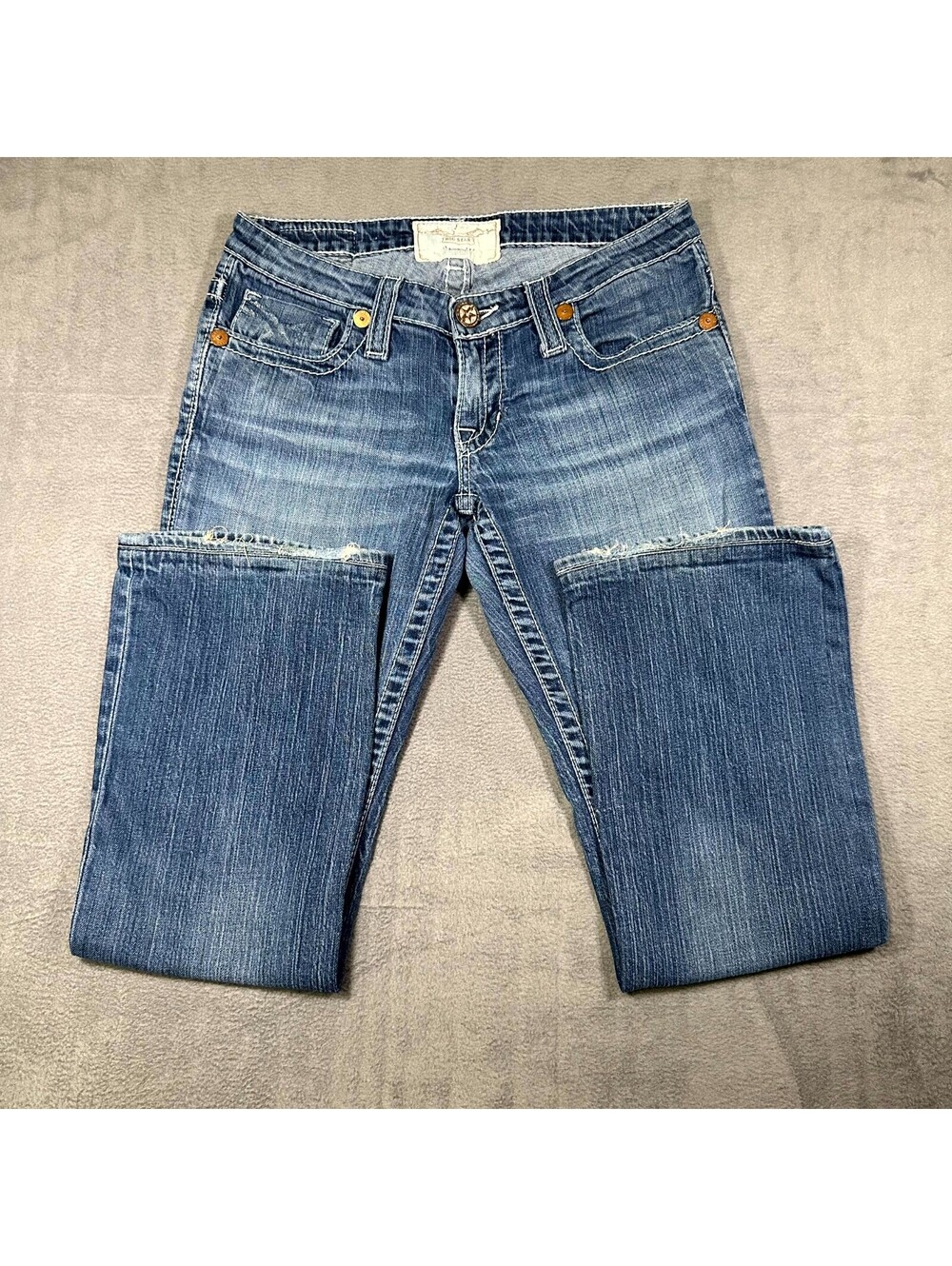 Big Star LIV Jeans Women 28L Blue Denim Stretch Low-Rise Bootcut Western Cowgirl